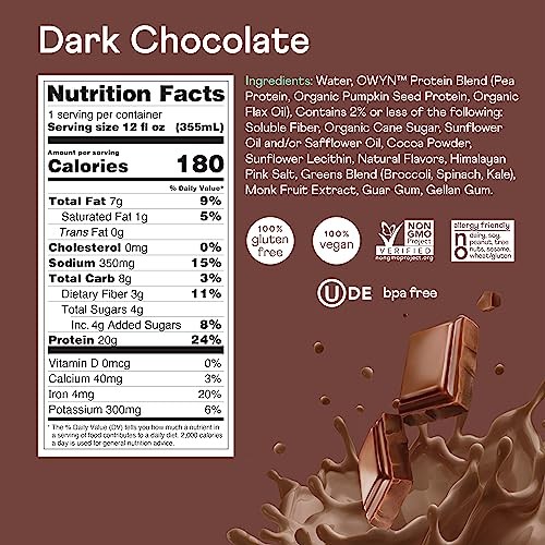 OWYN Only What You Need Vegan Protein Shake, 20g Plant Based Protein from Organic Pumpkin Seed, Organic Flax Oil, Pea, Prebiotics, Gluten and Soy Free thumbnail