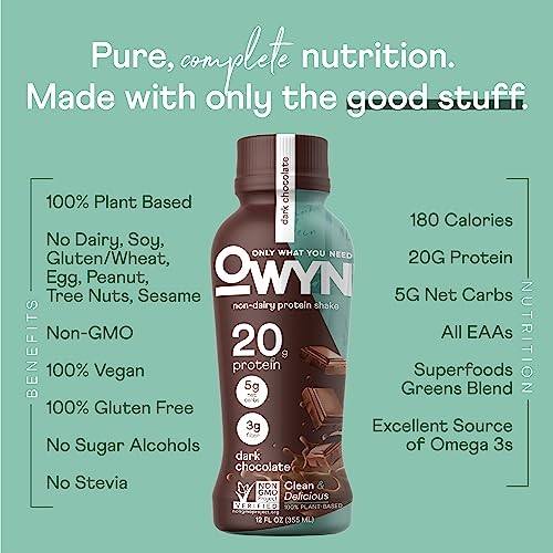 OWYN Only What You Need Vegan Protein Shake, 20g Plant Based Protein from Organic Pumpkin Seed, Organic Flax Oil, Pea, Prebiotics, Gluten and Soy Free thumbnail