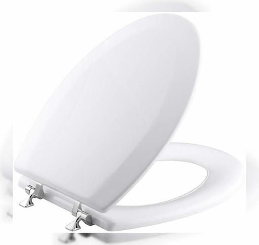 KOHLER K-4722-T-0 Triko Elongated Molded-Wood Toilet Seat with Polished.