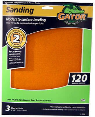 ALI INDUSTRIES 3-Pack EZ123 9 X 11-Inch 120-Grit Sandpaper Sheet 7263
