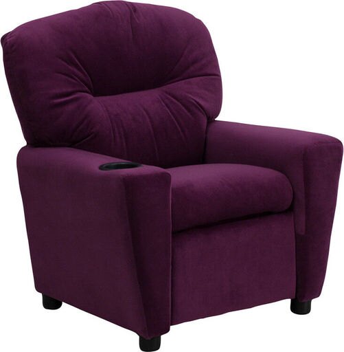 Contemporary Purple Microfiber Kids Recliner with Cup Holder - BT-7950-KID-MI.