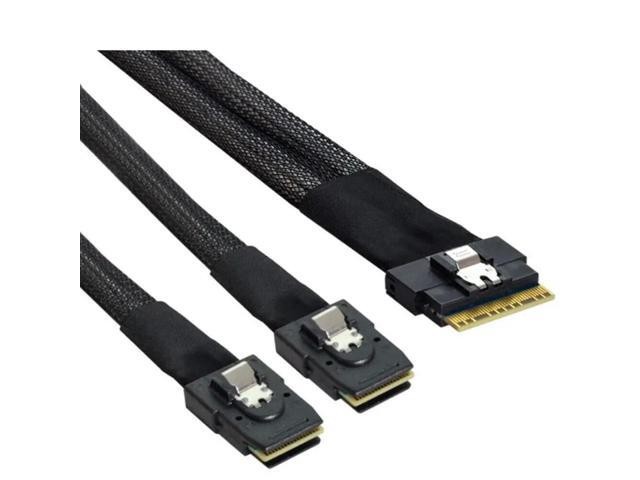 For PCI-E Ultraport Slim SAS4.0 SFF-8654 8i 74pin to Dual SFF-8643 4i Mini SAS Cable