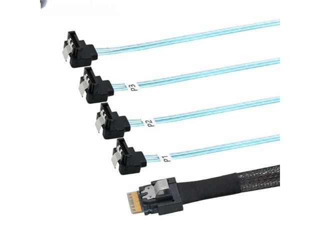 For Efficient and Reliable PCIE Slimline SAS 4.0 38pin SFF-8654 4i to 4 SATA Female 90 Degree Cable