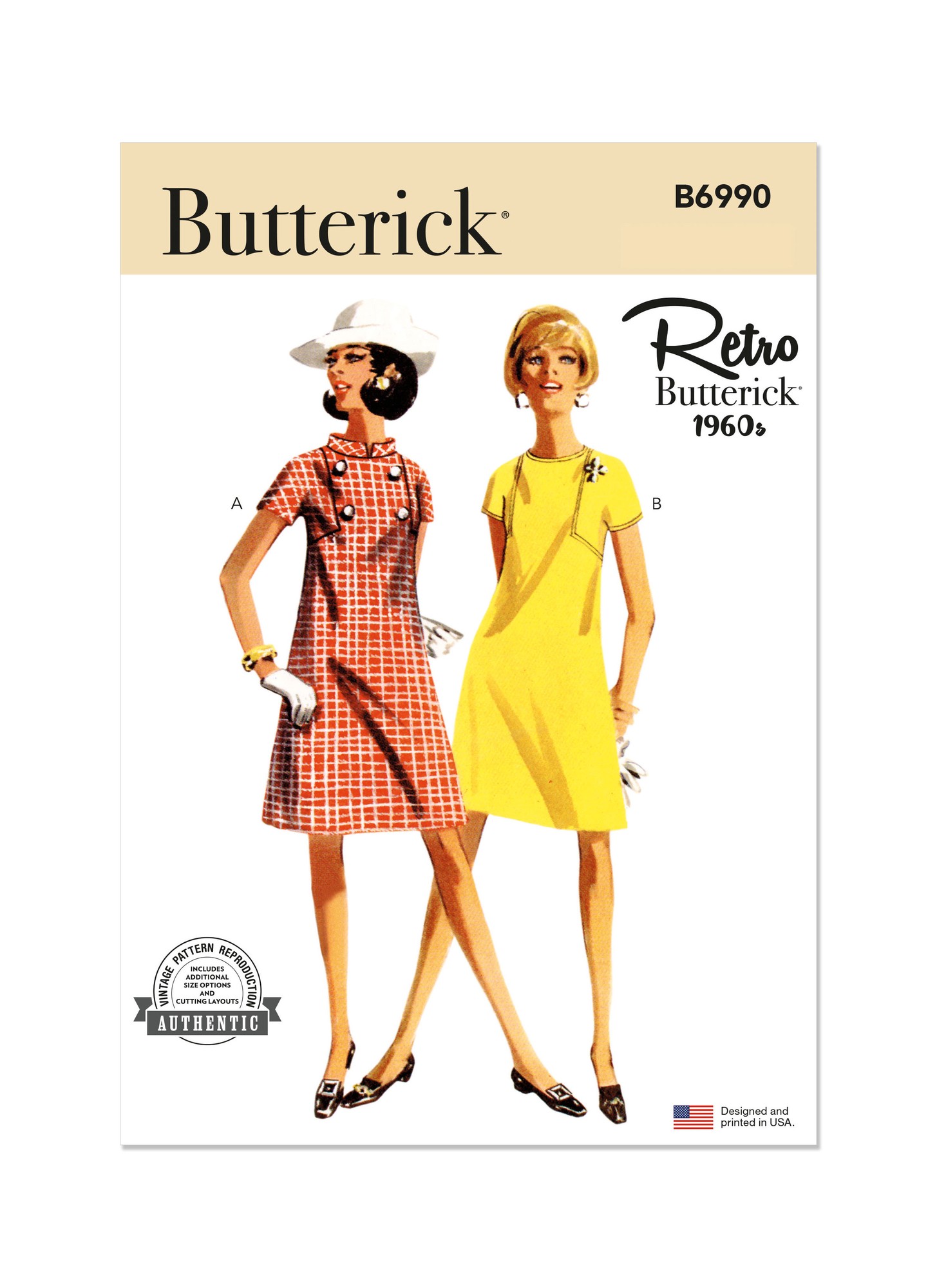 Butterick Sewing Pattern 6990 - 1960s Misses  Dresses  Size: Y5 (18-20-22-24-26)