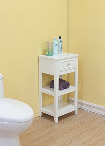 Elegant Home Fashions Dawson Floor Cabinet W/ One Drawer and Shelves White 6858