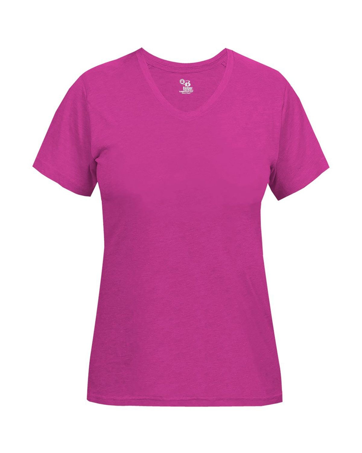 Badger 4962 Women's Triblend Performance V-Neck T-Shirt - Hot Pink Heather - M