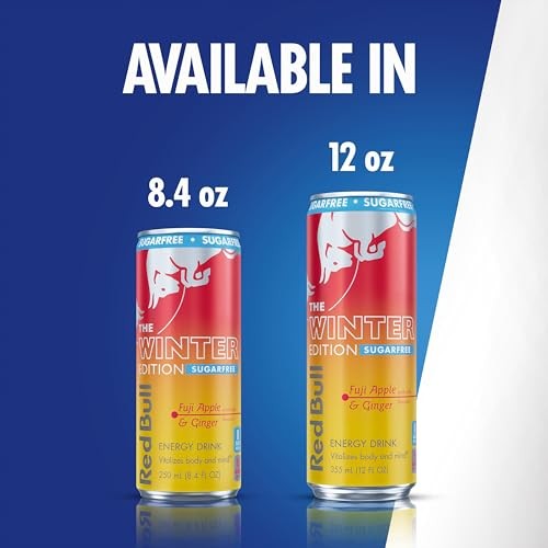 Red Bull Sugar-Free Fuji Apple and Ginger Winter Edition Energy Drink, with 80mg Caffeine Plus Taurine & B Vitamins, 12 Fl Oz, Pack of 24 Cans thumbnail