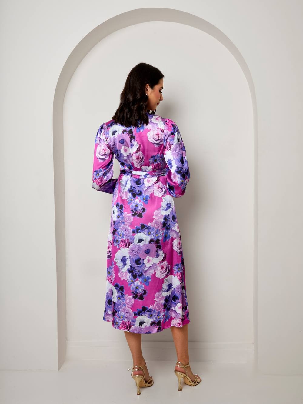 Chi Chi London Women's Long Sleeve Floral Wrap Dress in Purple | Size: 16 thumbnail