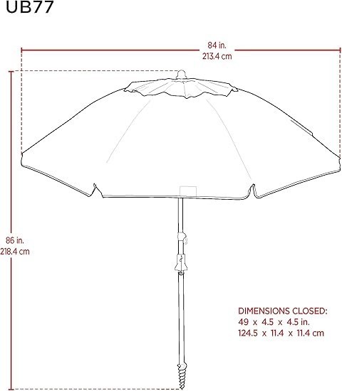 Tommy Bahama ANCHORX 7.5’ Beach Umbrella System, Blue Stripes - Lightweight Easy