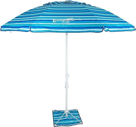 Tommy Bahama ANCHORX 7.5’ Beach Umbrella System, Blue Stripes - Lightweight Easy