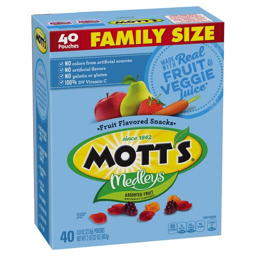 Motts Medleys Fruit Shapes Snacks, Assorted Naturally, 0.8 Oz Pouches, 40 Ct