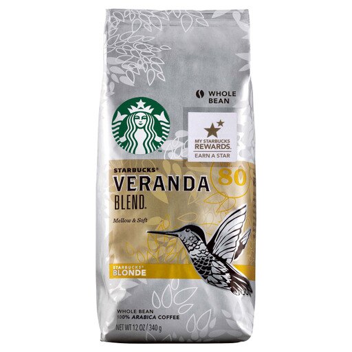 Starbucks Veranda Blend Light Blonde Roast Whole Bean Coffee, 12-Ounce Bag