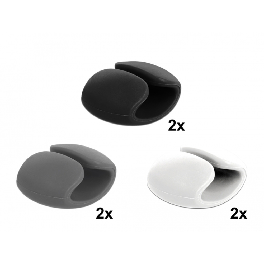 DeLOCK Cable Holder Clip Set - Set Kabelhalteclips - Grau, Schwarz, Weiß (18302)