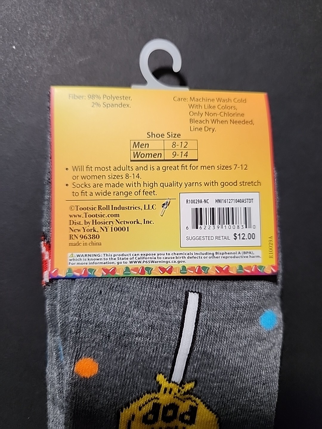 Tootsie Roll Pop Novelty Crew Socks 1 Pair Mens Shoe Size 8-12/Women 9-14 *NEW* thumbnail