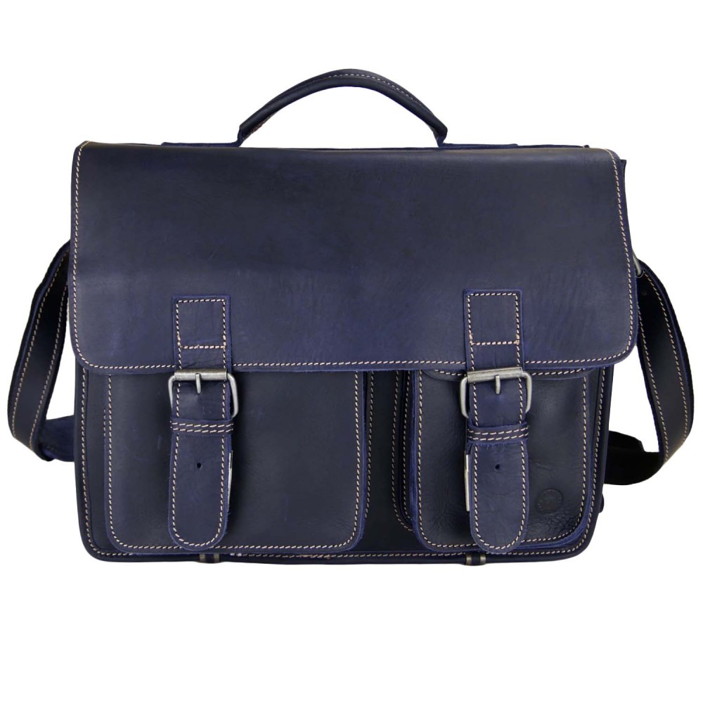 Greenburry Buffalo 1128/nb-27 Leder Aktentasche Mit Notebookfach Blau