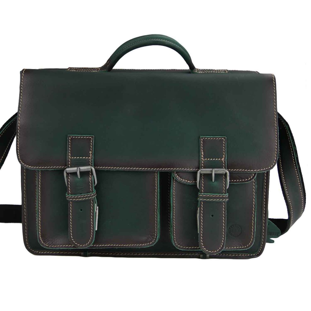 Greenburry Buffalo 1128/nb-30 Leder Aktentasche Mit Notebookfach Grün