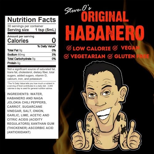 Steve-O S Hot Sauce - Habanero Hot Sauce | Garlic Habanero Hot Sauce for Tacos  Burgers  Nachos  Eggs  BBQ (5 Fl Oz) thumbnail
