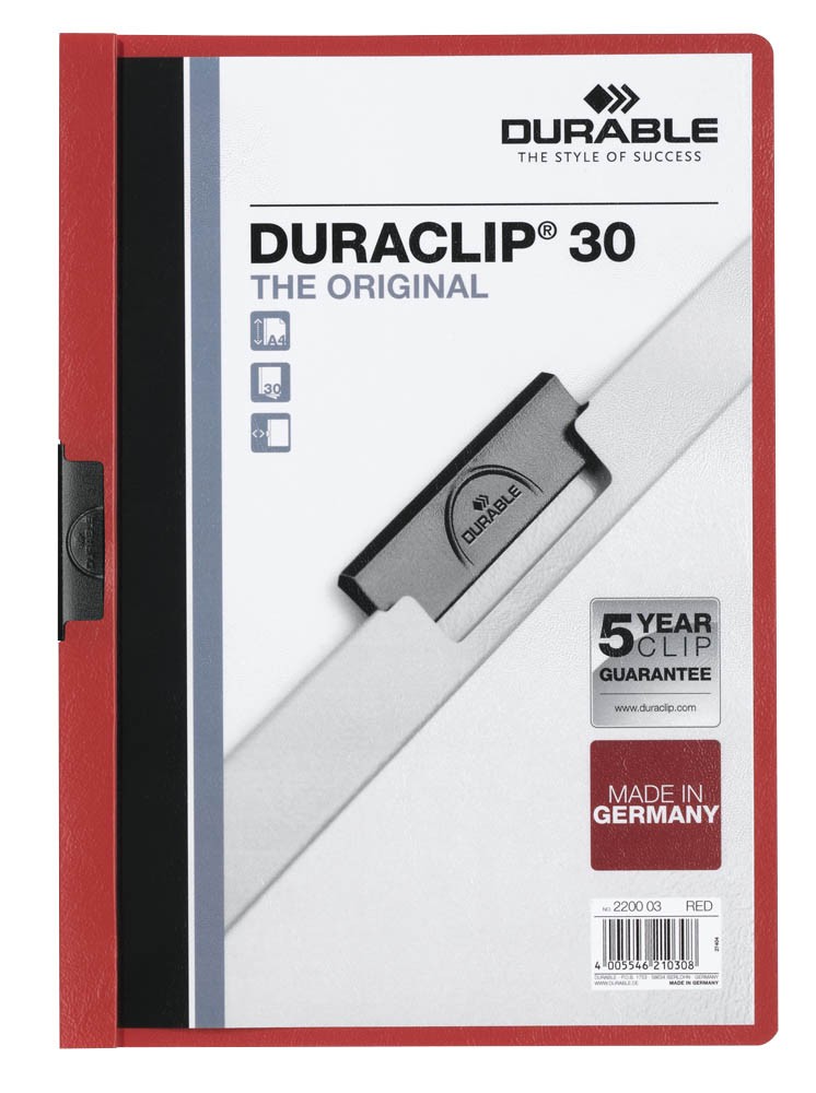 Durable Duraclip 30 Sheet Clamp Flat File (A4) - Red