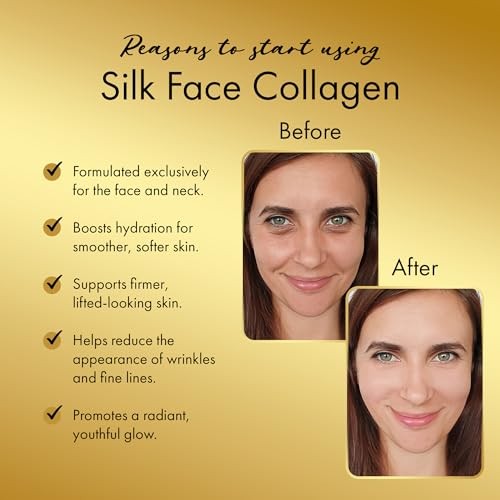 Silk Face Collagen - Collagen Peptides Powder for Women, Face and Neck 14g Protein | Ultra Low Molecular Weight Collagen – for Skin, Hair, Nail, Joi thumbnail