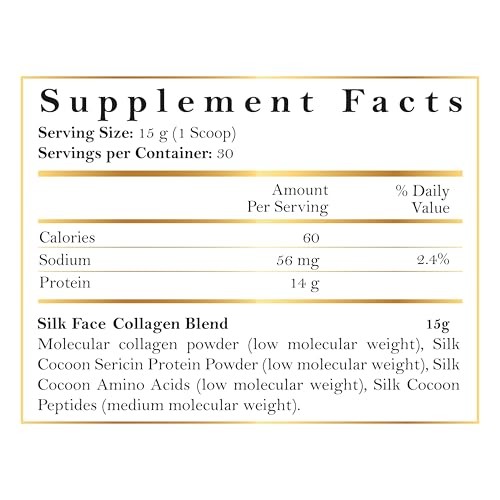Silk Face Collagen - Collagen Peptides Powder for Women, Face and Neck 14g Protein | Ultra Low Molecular Weight Collagen – for Skin, Hair, Nail, Joi thumbnail