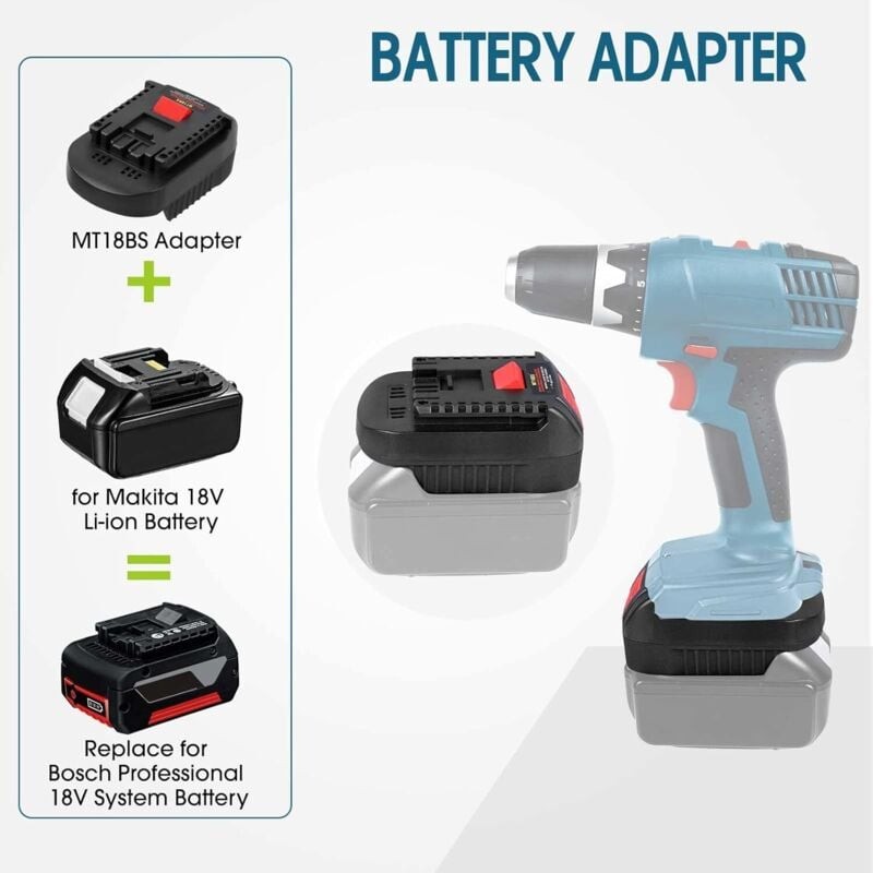 Adaptateur MT18BS : L'adaptateur De Batterie MT18BS Est 100 % Compatible Avec Les Outils électriques Bosch Professionnels 18 V Bleu. Convertissez-la  thumbnail
