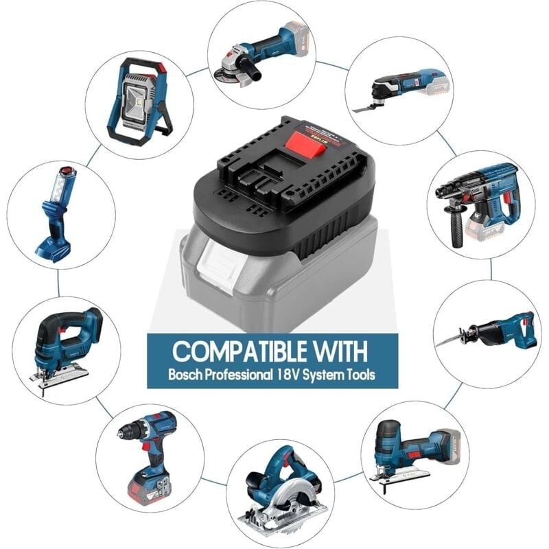 Adaptateur MT18BS : L'adaptateur De Batterie MT18BS Est 100 % Compatible Avec Les Outils électriques Bosch Professionnels 18 V Bleu. Convertissez-la  thumbnail