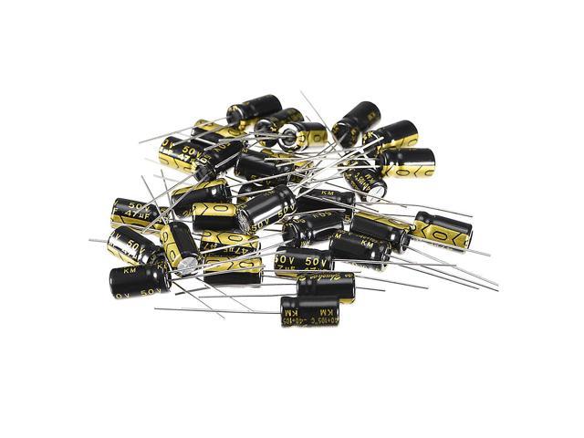 Aluminum Radial Electrolytic Capacitor with 47uF 50V 105 Celsius Life 2000H 6 X 11 Mm Black 30pcs