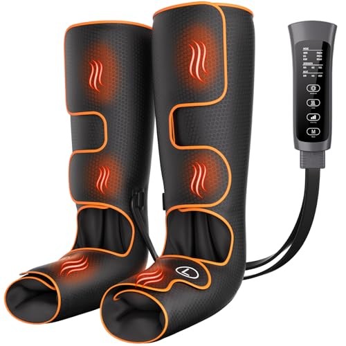 Banspol Leg Massager with Heat and Compression, Foot and Calf Massager for Circulation and Pain Relief, Compression Boots with Handheld Controller, 6