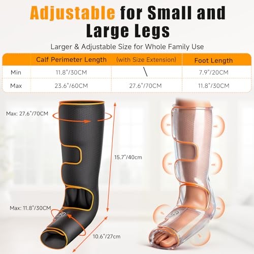 Banspol Leg Massager with Heat and Compression, Foot and Calf Massager for Circulation and Pain Relief, Compression Boots with Handheld Controller, 6
