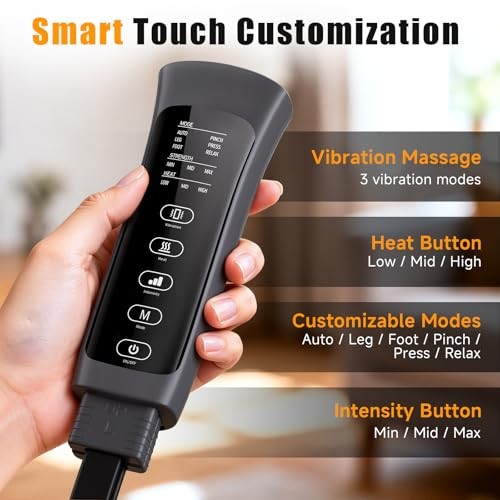 Banspol Leg Massager with Heat and Compression, Foot and Calf Massager for Circulation and Pain Relief, Compression Boots with Handheld Controller, 6