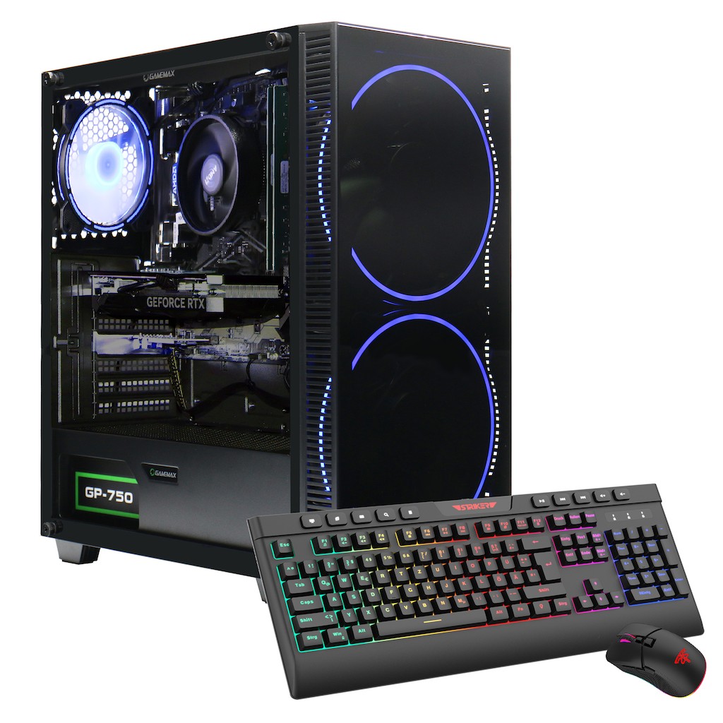 GAMEMAX Gaming-PC »Black Hole 7786 AMD Ryzen 7 5700X RTX 5060Ti 32GB DDR4 1TB SSD« Windows 11