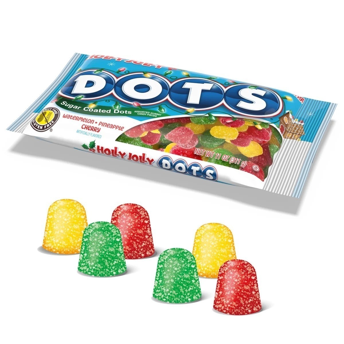 Tootsie  Holly Jolly Dots Assorted Fruit Flavored Gummies  11 Oz. Peanut-Free  Gluten Free thumbnail