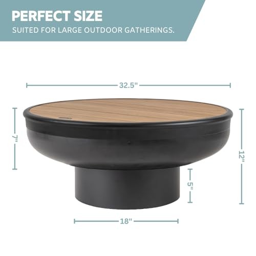 DENKOE  Round Fire Pit Table with Fire Pit Grill, Extra Thick, Heavy Duty Fire Bowl, Deep Outdoor Firepit, Wood Burning Firepits for Outside Pa