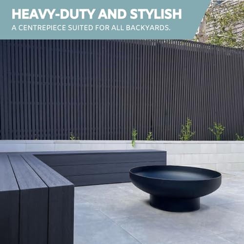 DENKOE  Round Fire Pit Table with Fire Pit Grill, Extra Thick, Heavy Duty Fire Bowl, Deep Outdoor Firepit, Wood Burning Firepits for Outside Pa