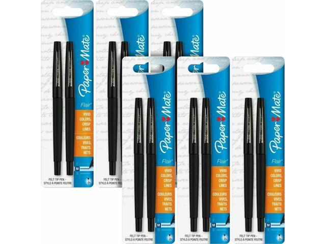 Paper Mate Flair Porous Felt Tip Pens, Medium Point, Black Ink (12 Count)