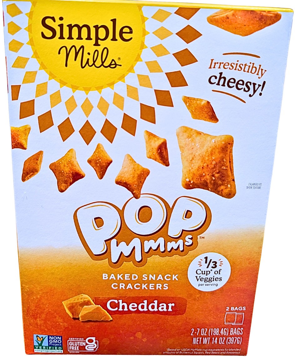 Simple Mills Baked Snack Crackers Cheddar 14 Ounce Box EXP 05/2026