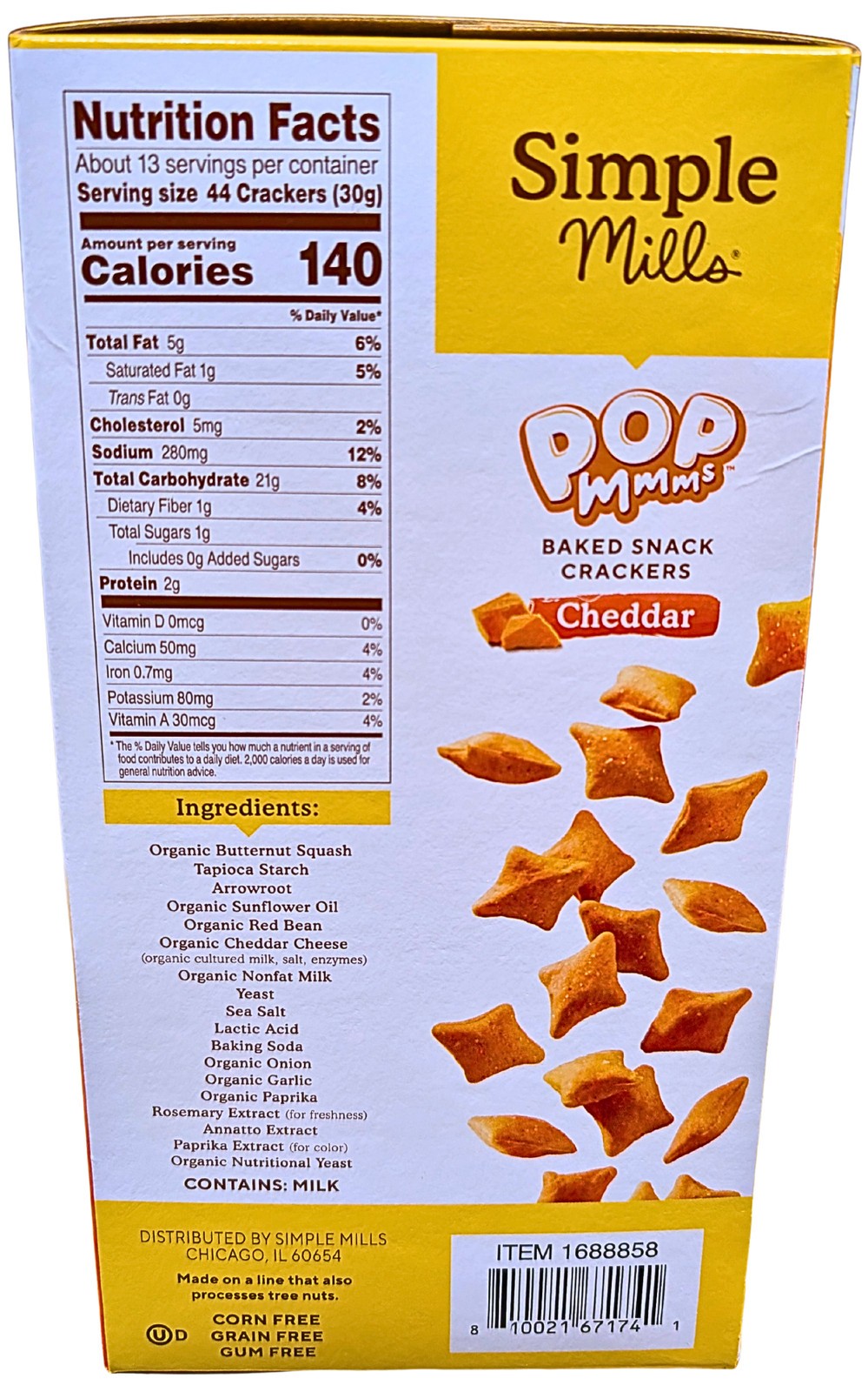 Simple Mills Baked Snack Crackers Cheddar 14 Ounce Box EXP 05/2026 thumbnail