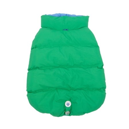 oodles green quilted puffer bubble hem fall dog jacket  xs