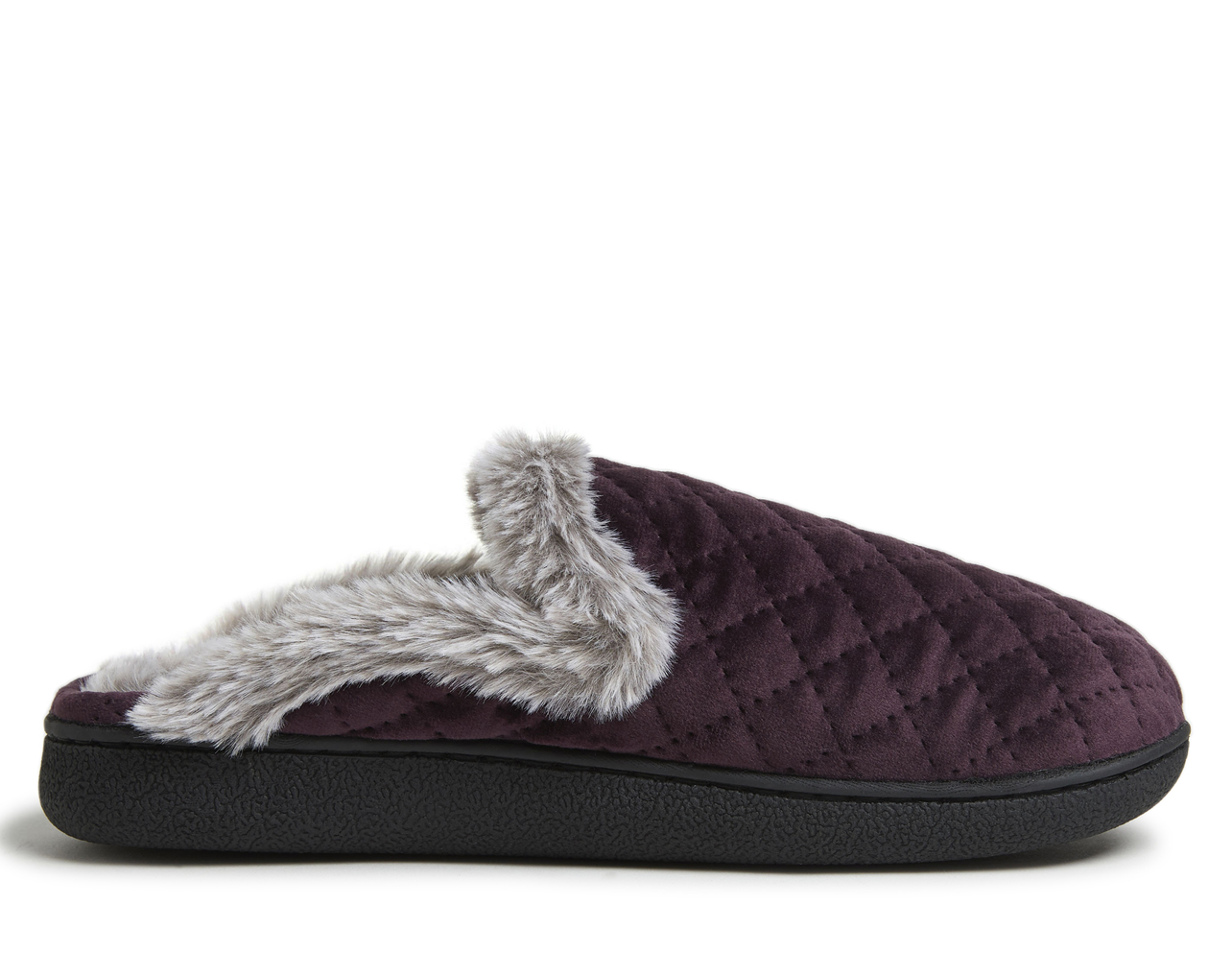 Dearfoams Womens Quilted Velour Scuff Slippers
