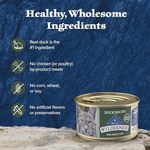 Blue Buffalo Wilderness Adult Wet Cat Food, Natural High-Protein and Grain-Free Recipe, Duck Paté Recipe, 3oz Cans, 4Pack Trial Size thumbnail