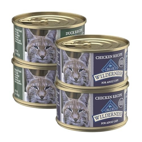 Blue Buffalo Wilderness Wet Adult Cat Food, Natural High-Protein and Grain-Free Recipes, Chicken and Duck Paté, 3oz Cans, 4-Count Variety Pack Trial 