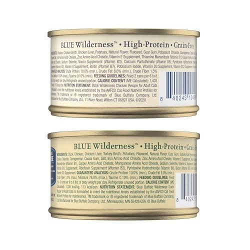 Blue Buffalo Wilderness Wet Adult Cat Food, Natural High-Protein and Grain-Free Recipes, Chicken and Duck Paté, 3oz Cans, 4-Count Variety Pack Trial  thumbnail