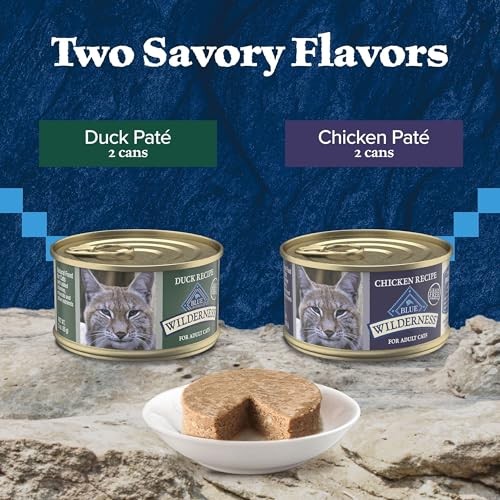 Blue Buffalo Wilderness Wet Adult Cat Food, Natural High-Protein and Grain-Free Recipes, Chicken and Duck Paté, 3oz Cans, 4-Count Variety Pack Trial  thumbnail