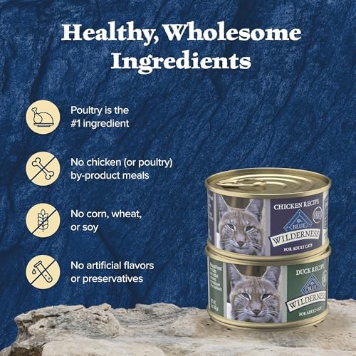 Blue Buffalo Wilderness Wet Adult Cat Food, Natural High-Protein and Grain-Free Recipes, Chicken and Duck Paté, 3oz Cans, 4-Count Variety Pack Trial  thumbnail