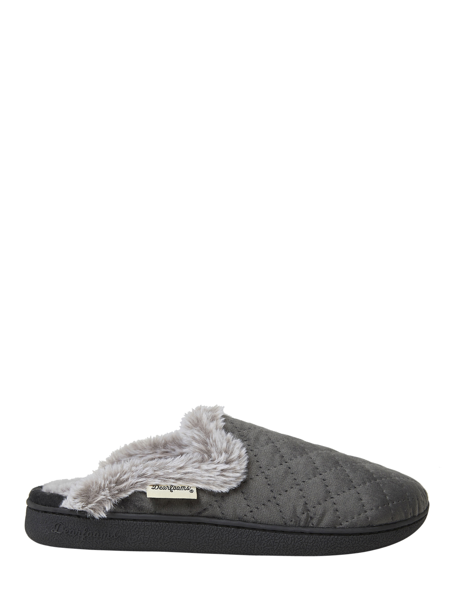 Dearfoams Erin Quilted Velour Scuff(Gray - Size S (Size 5-6) - Fabric)