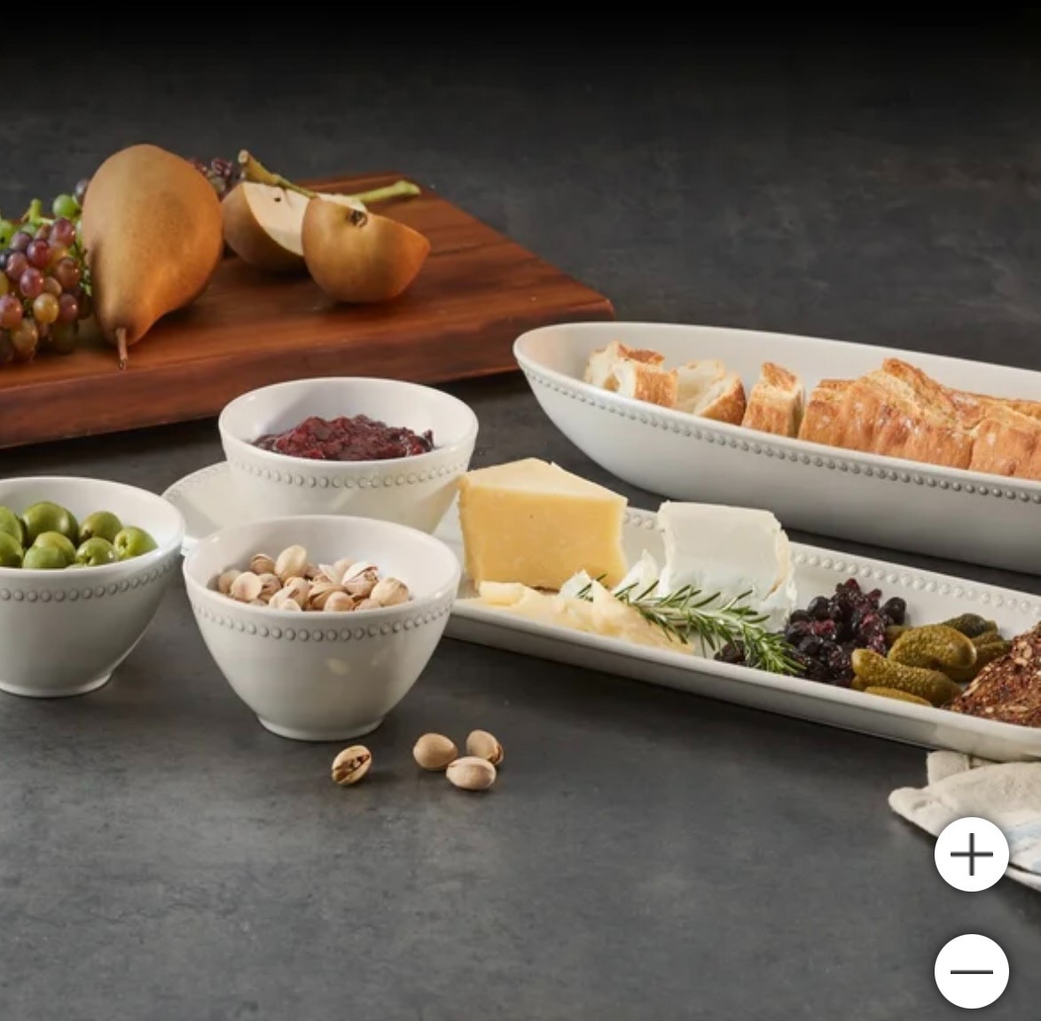 Pandex, 5-Pc Beaded Melamine I/O Serveware Bowl Platter Set