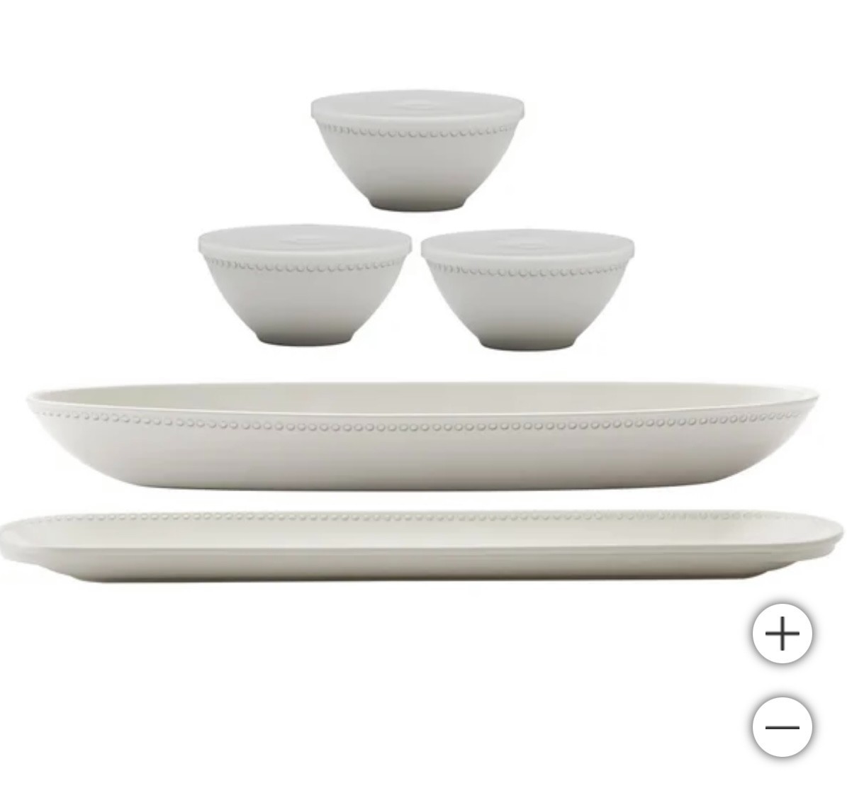 Pandex, 5-Pc Beaded Melamine I/O Serveware Bowl Platter Set
