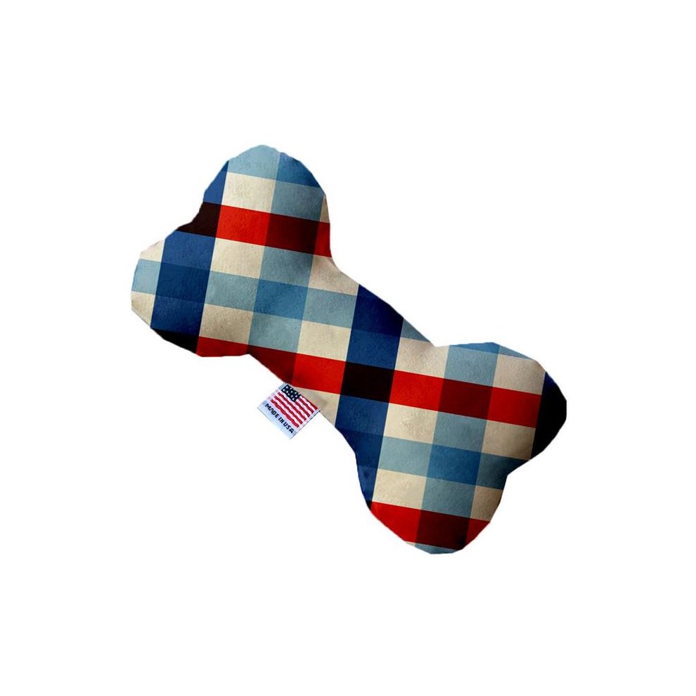 Mirage Pet 1136-SFTYBN10 Patriotic Plaid 10 in. Stuffing Free Bone Dog Toy
