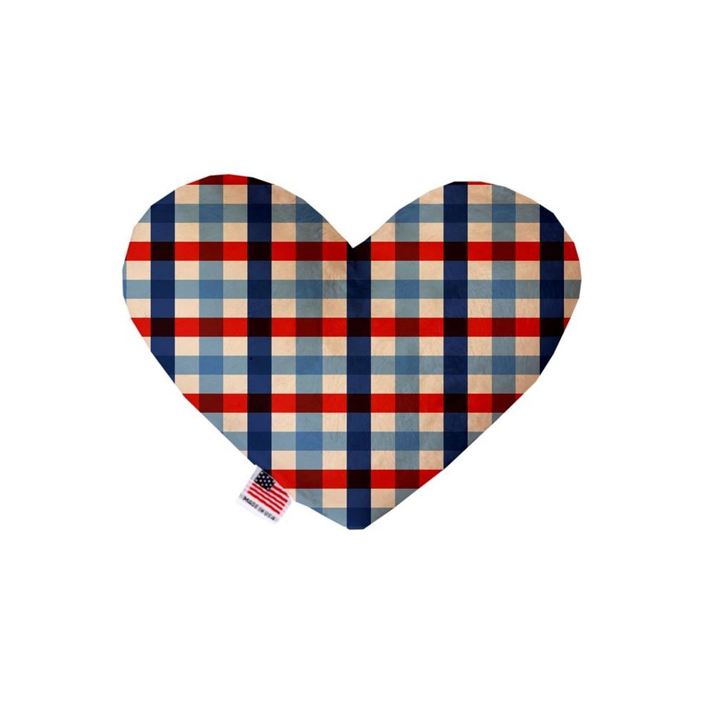 Mirage Pet 1136-SFTYHT6 Patriotic Plaid 6 in. Stuffing Free Heart Dog Toy