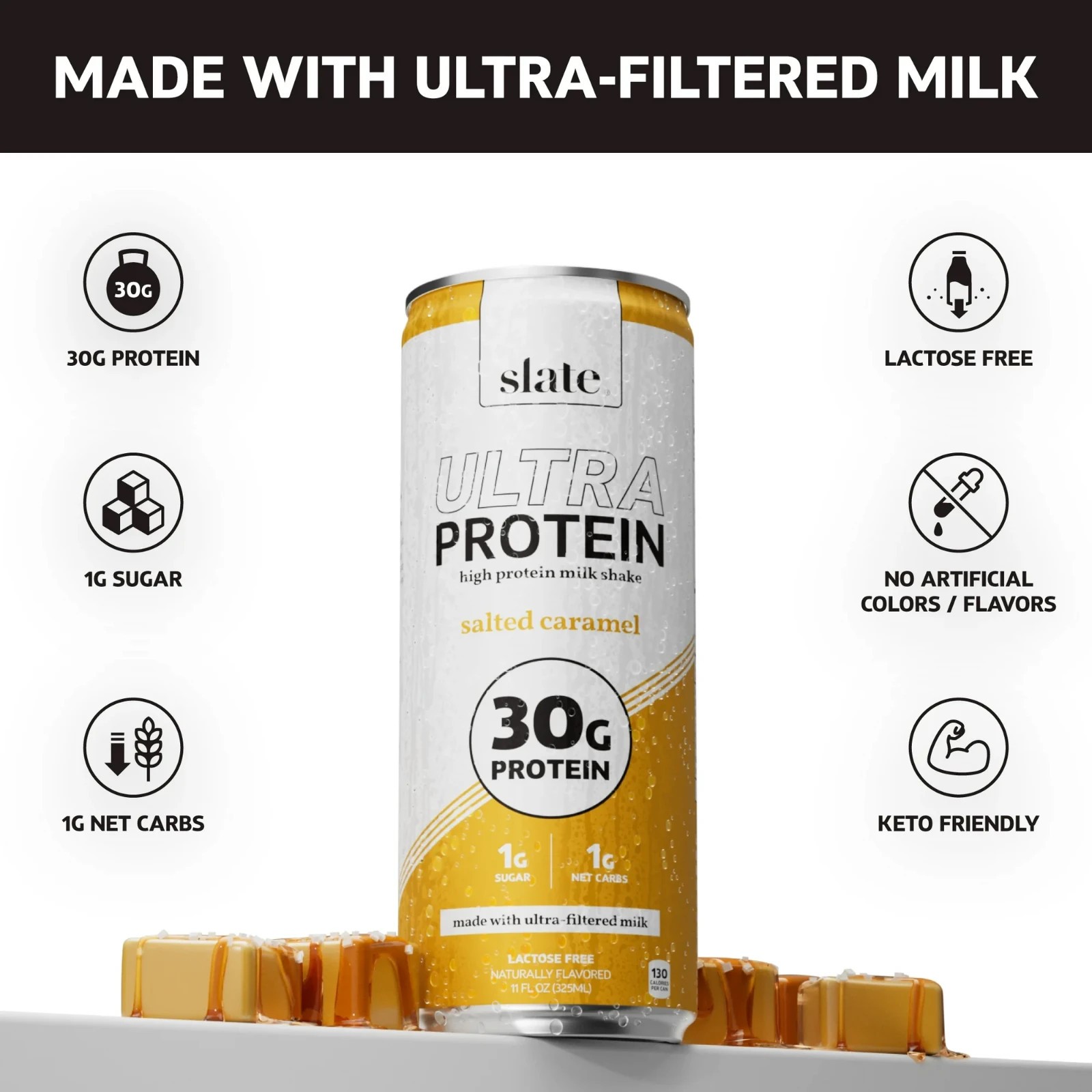 Slate Milk Salted Caramel Ultra 30g Protein Shake - 11 Fl Oz Can thumbnail